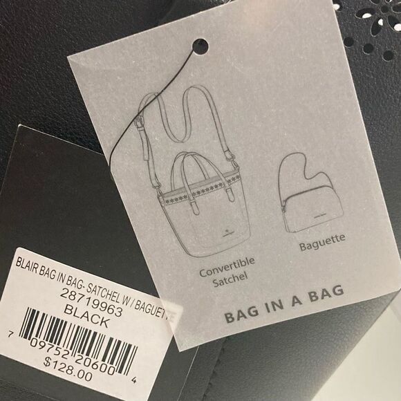 NANETTE LEPORE Women’s Bag In A Bag Satchel with Baguette Black 9X4.5X8.5 - Picture 9 of 12